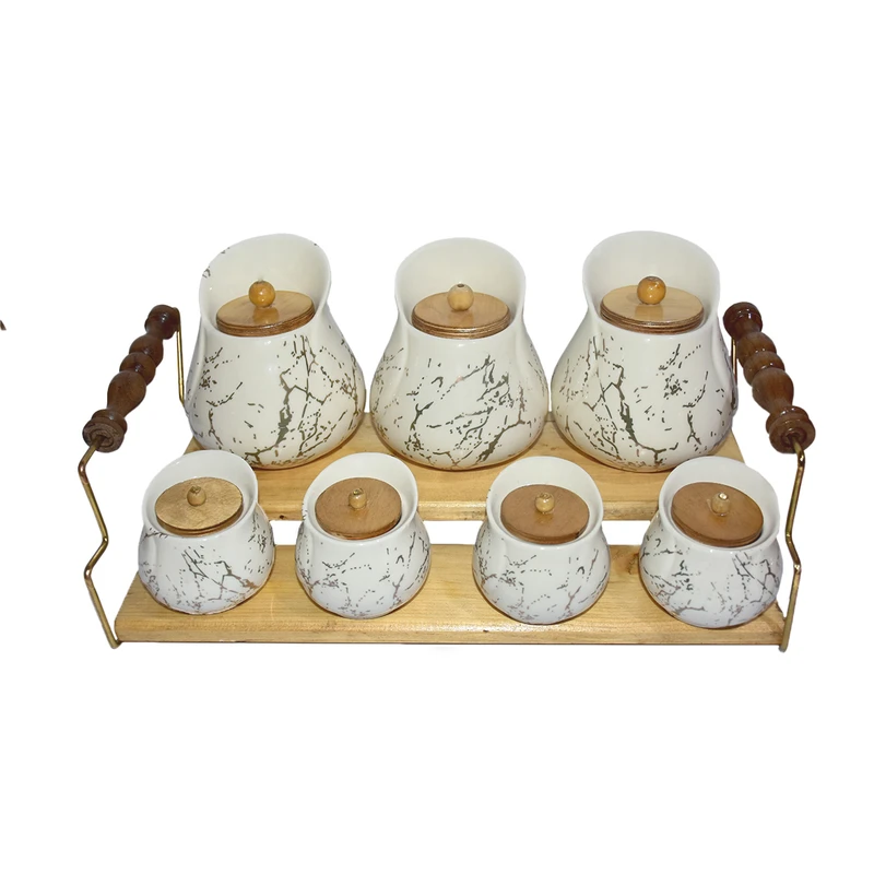 پاسماوری 7 پارچه مدل ماربل سنگی کد tarkibi80 به همراه استند