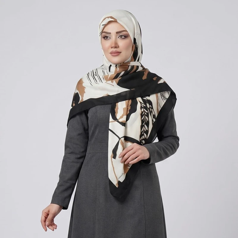 روسری زنانه مدل نخی دست دوز 140 طرح برگ کد a-2995