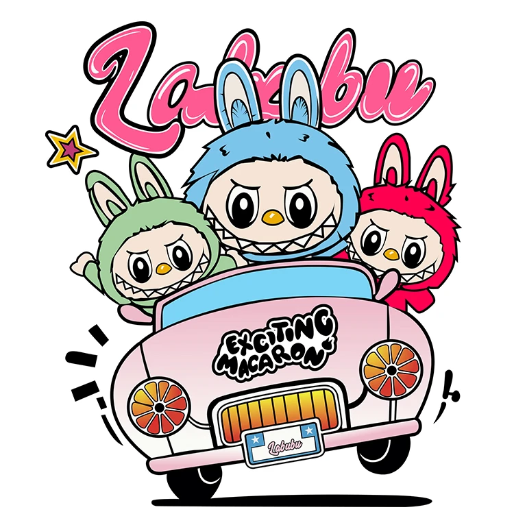 استیکر پارچه و لباس پاد آفرین مدل عروسک لبوبو Labubu کد S1184