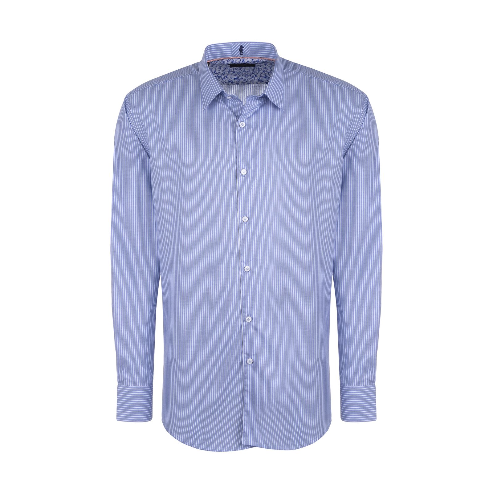 پیراهن آستین بلند مردانه ایکات مدل PST1152333 رنگ آبی -  - 1