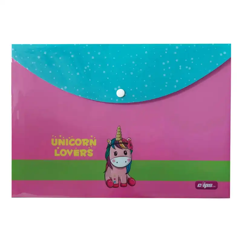 پوشه دکمه دار کلیپس مدل فانتزی طرح یونیکورن کد 2