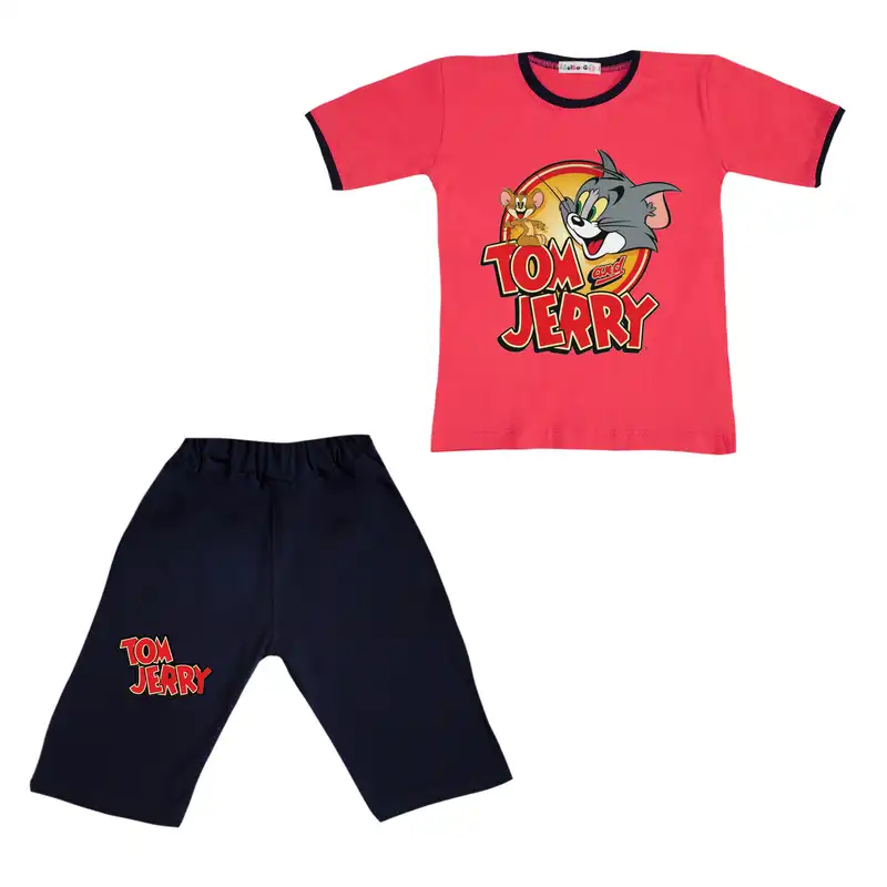 ست تی شرت و شلوارک بچگانه مدل تام و جری