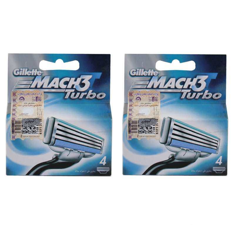 تیغ یدک ژیلت اورجینال لیبل دار مدل Mach 3 Turbo مجموعه ۲ عددی تیغ یدک ژیلت اورجینال لیبل دار مدل Mach 3 Turbo مجموعه ۲ عددی