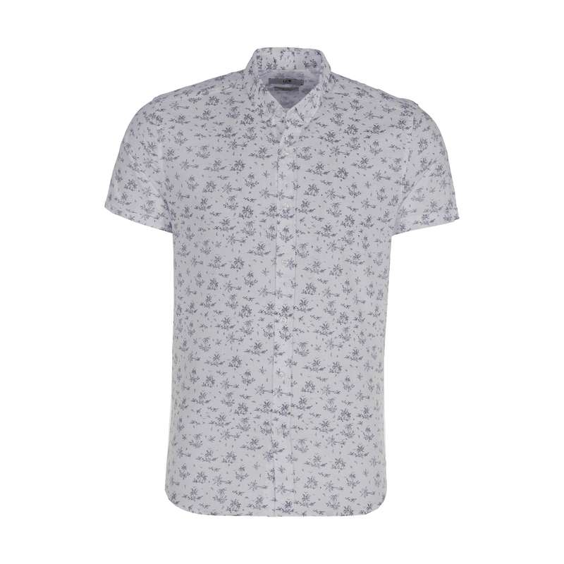 پیراهن مردانه ال سی وایکیکی طرح هاوایی مدل 0SD142Z8-CTK-GREY