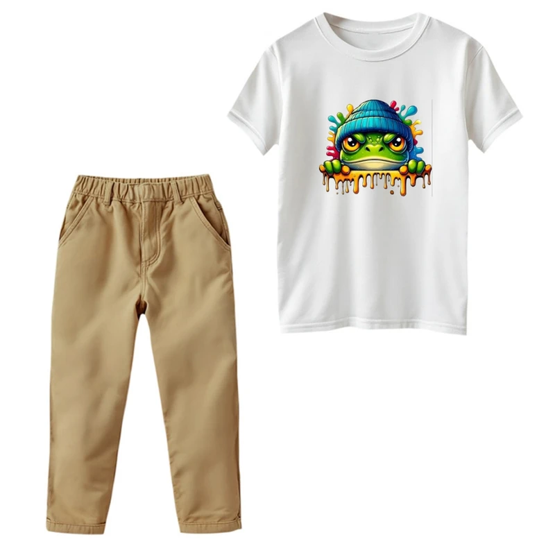 ست تی‌شرت و شلوار پسرانه مدل قورباغه خشمگین