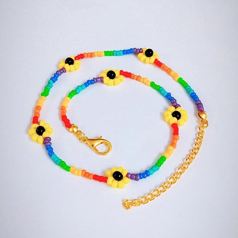 گردنبند دخترانه مدل منجوق شکوفه 02 گردنبند دخترانه مدل منجوق شکوفه 02