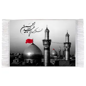 فرش ماشینی دیوارکوب اطلس آبی طرح السلام علیک یا اباعبدالله حسین مدل T2445