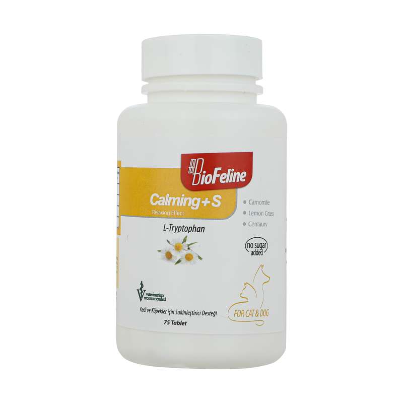قرص مکمل ضد استرس سگ و گربه بیوفلین مدل Calming+S بسته 75 عددی