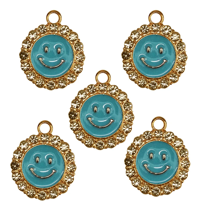 آویز گردنبند دخترانه مدل لبخند نگین دار کد 48 بسته 5 عددی