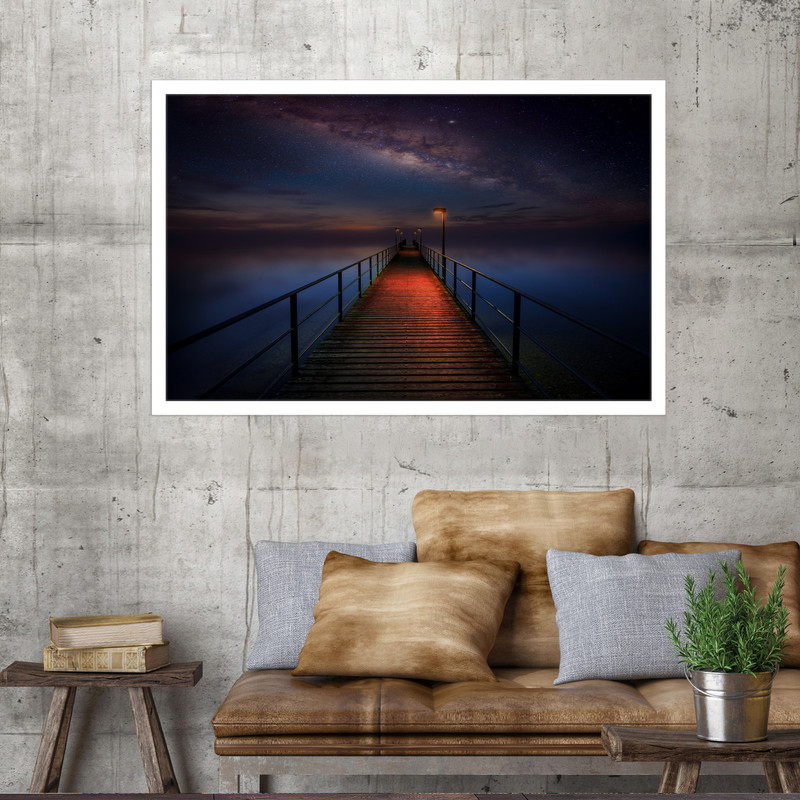 تابلو نوری بکلیت طرح اسکله چوبی طبیعت مدل W-MO1640