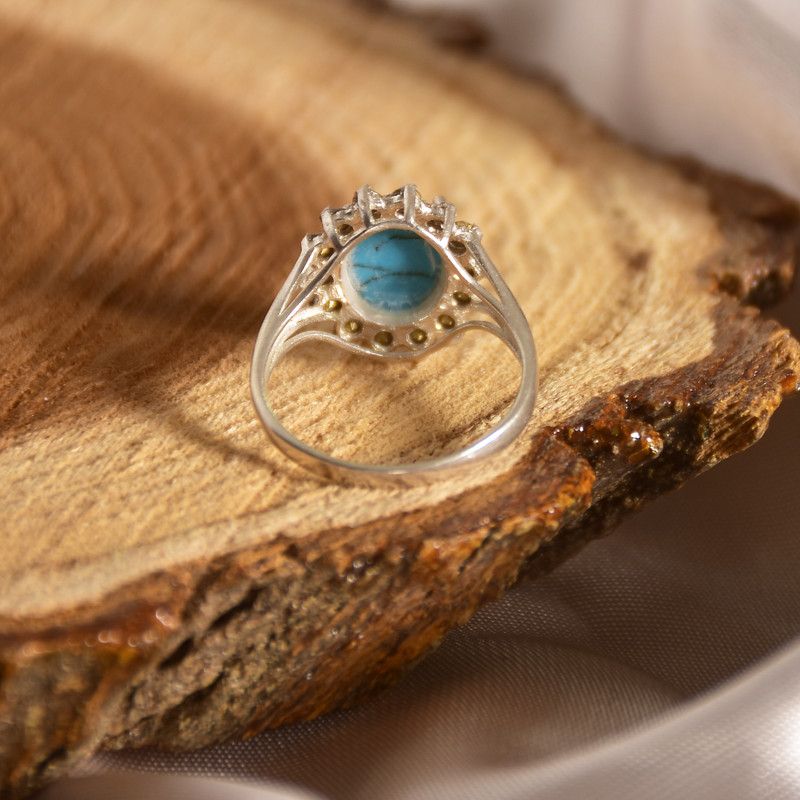 انگشتر نقره زنانه نقره جات لطفی مدل فیروزه  کد ANSH018