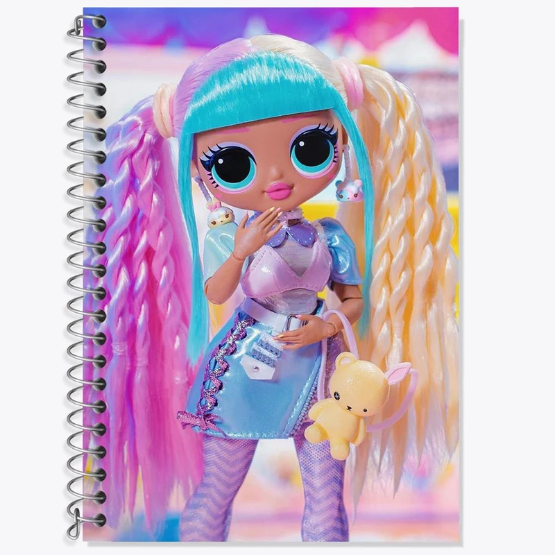 دفتر زبان 50 برگ خندالو مدل سه خط طرح عروسک LOL کد 30625