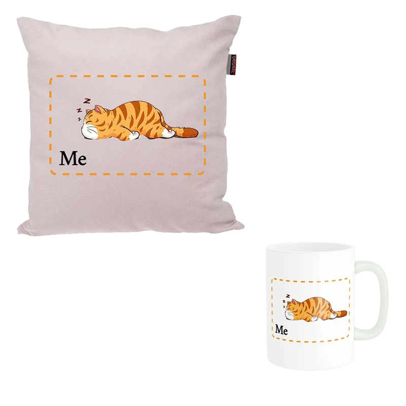 کوسن ناریکو طرح فانتزی مدل ست عاشقانه گربه کیوت کد 010 به همراه ماگ