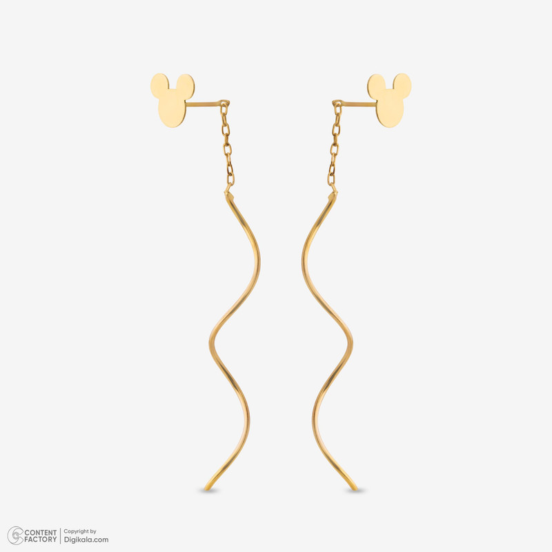 گوشواره بخیه‌ای طلا 18 عیار زنانه مطیع ها مدل کرلی کد 598 میکی - 4