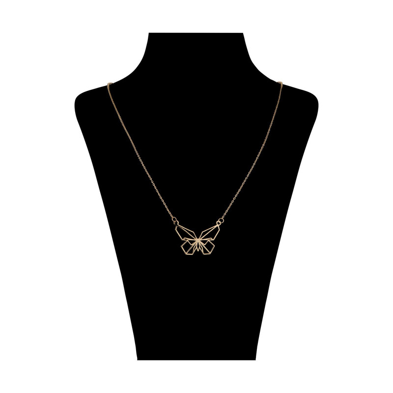 گردنبند طلا 18 عیار زنانه با زنجیر حلقه‌ای (فلامینگو) نگین مدل پروانه