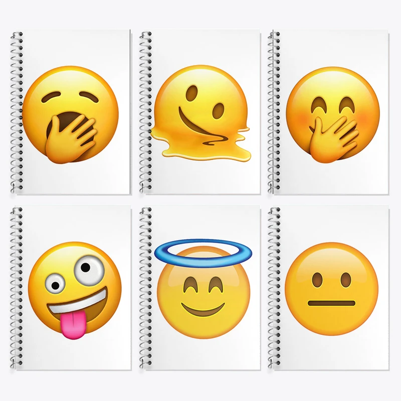 دفتر زبان 50 برگ خندالو مدل دو خط طرح ایموجی (Emoji) کد 321 مجموعه 6 عددی