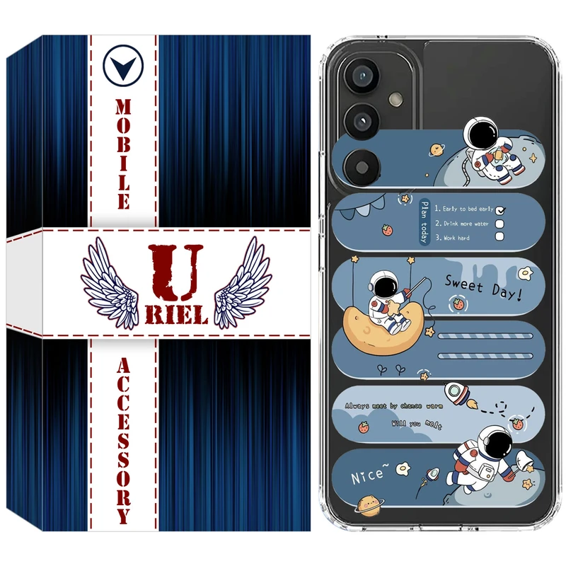 کاور یوریل قاب مدل Clear کد 18 طرح فضانورد مناسب برای گوشی موبایل سامسونگ Galaxy A13 5G