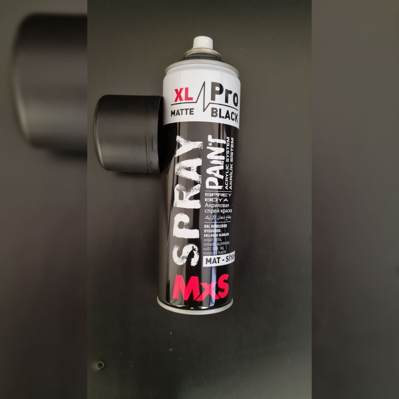 اسپری رنگ مشکی مات ام ایکس اس مدل 186500 حجم 500 میلی لیتر
