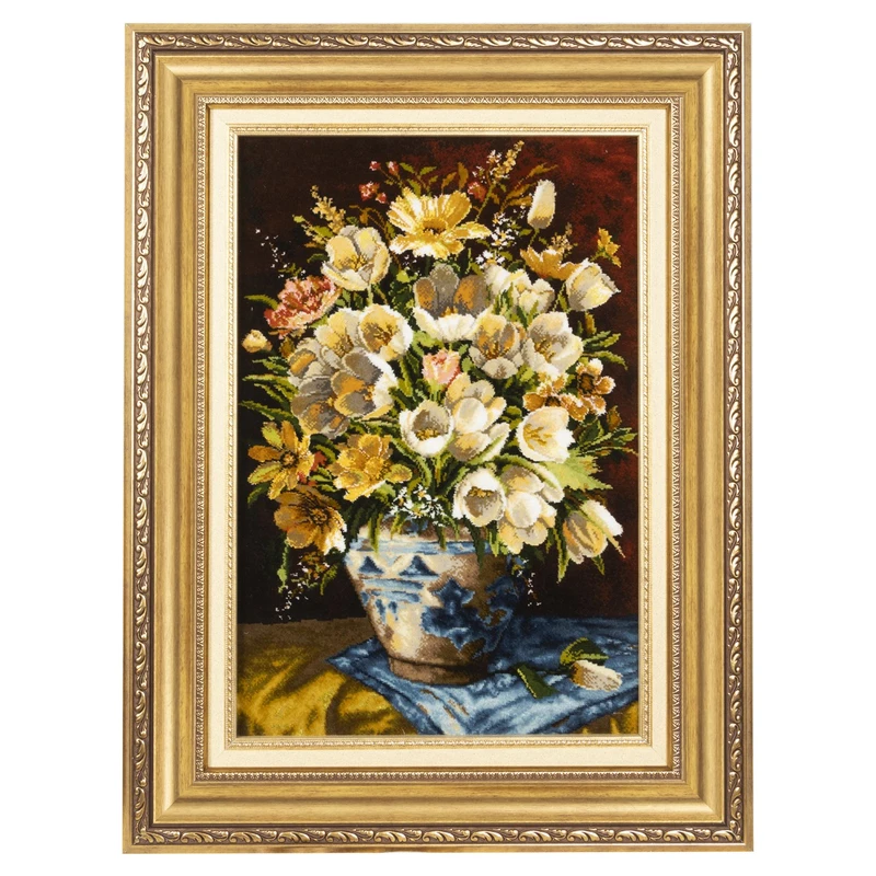 تابلو فرش دستباف سی پرشیا طرح گل لاله در گلدان کد 904230