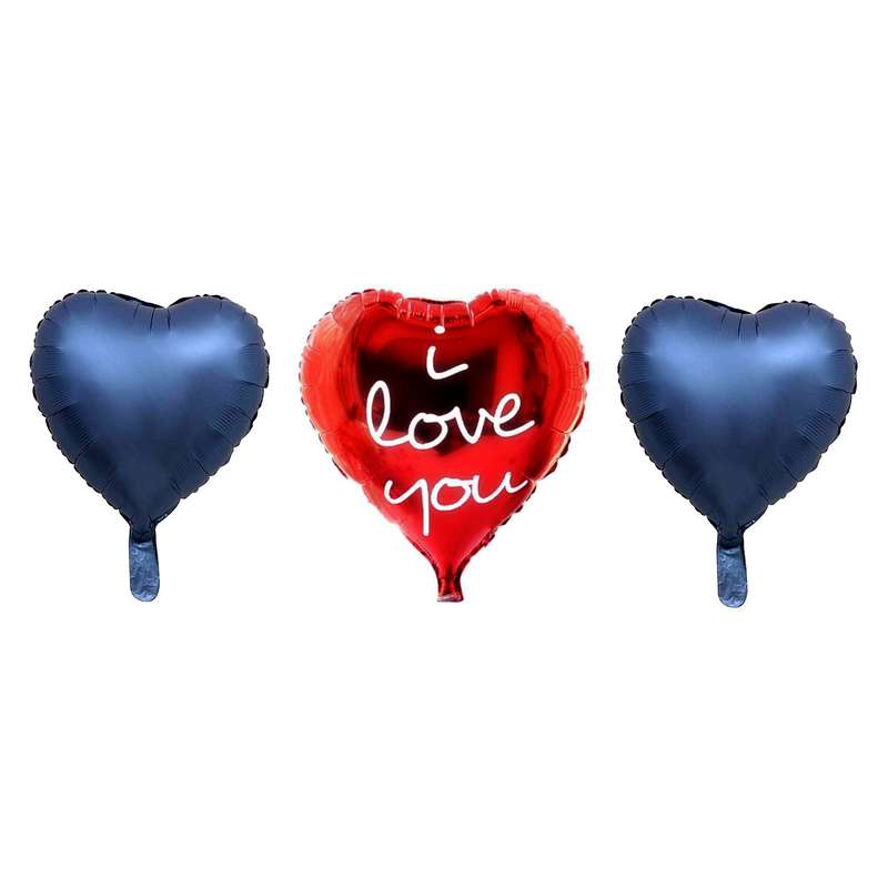 بادکنک فویلی طرح قلب مدل LOVE-chrome مجموعه سه عددی