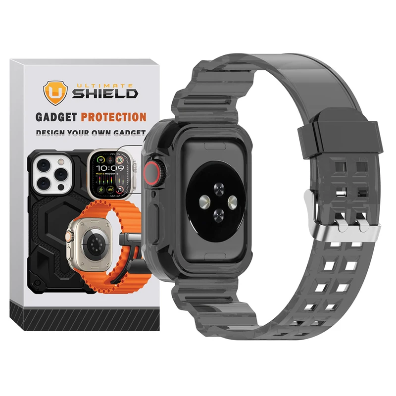 بند آلتیمیت شیلد مدل Transparent Shock مناسب برای اپل واچ 44 mm سری 4 به همراه کاور