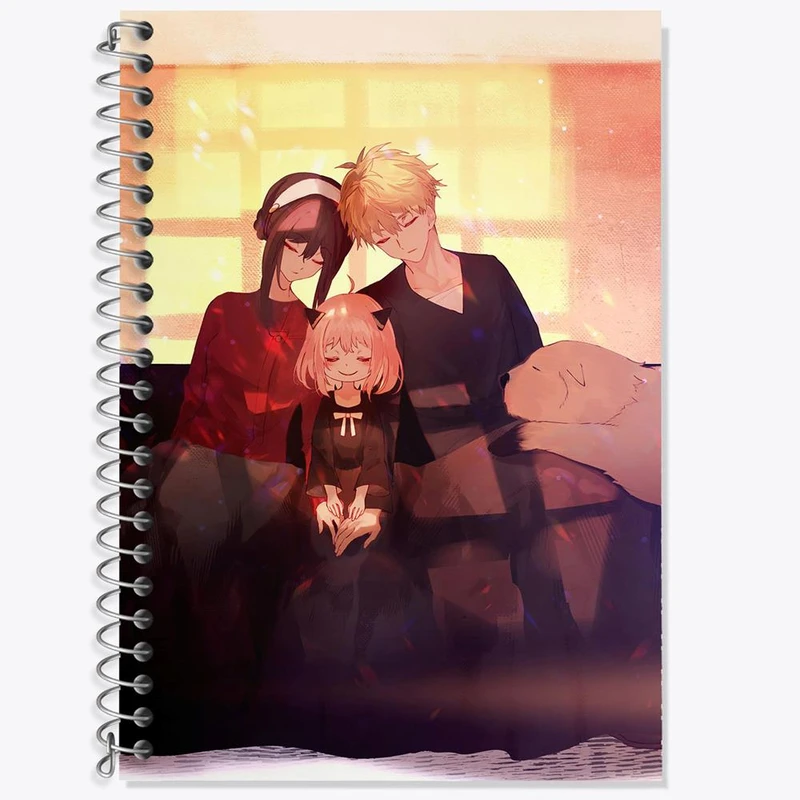 دفتر زبان 50 برگ خندالو مدل سه خط طرح خانواده فورجر انیمه اسپای ایکس فمیلی Spy x Family کد 15546