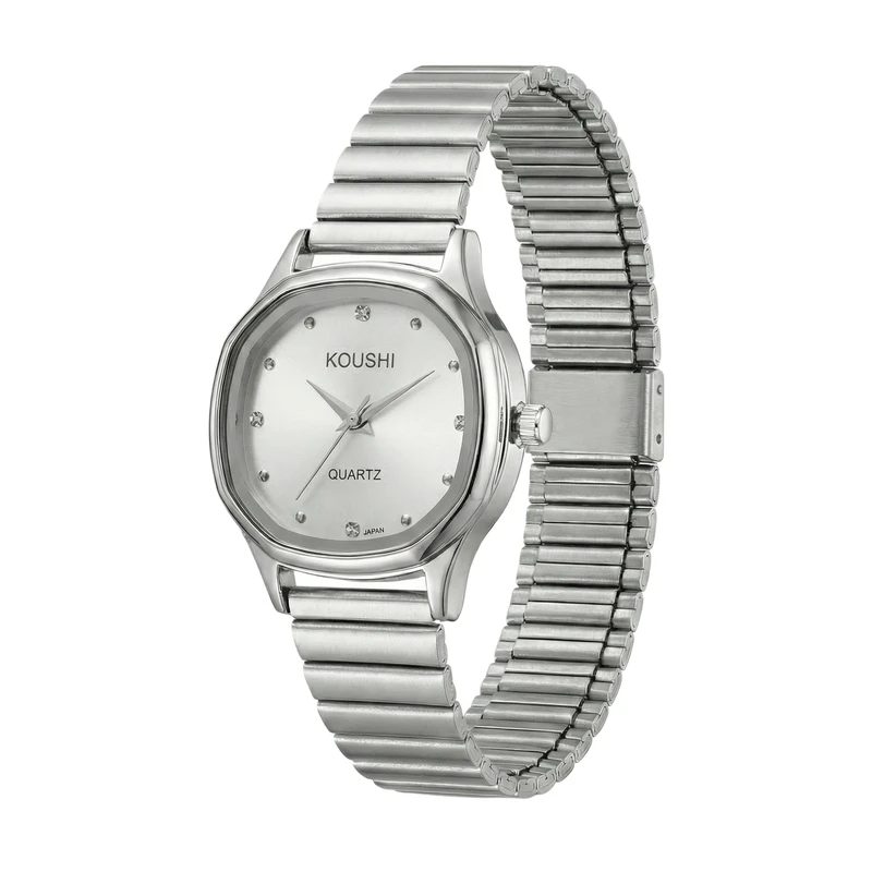 ساعت مچی عقربه‌ای کوارتز زنانه کوشی  مدل لوکس اسپرت بند استیل طرح کرکره ای کد K0010