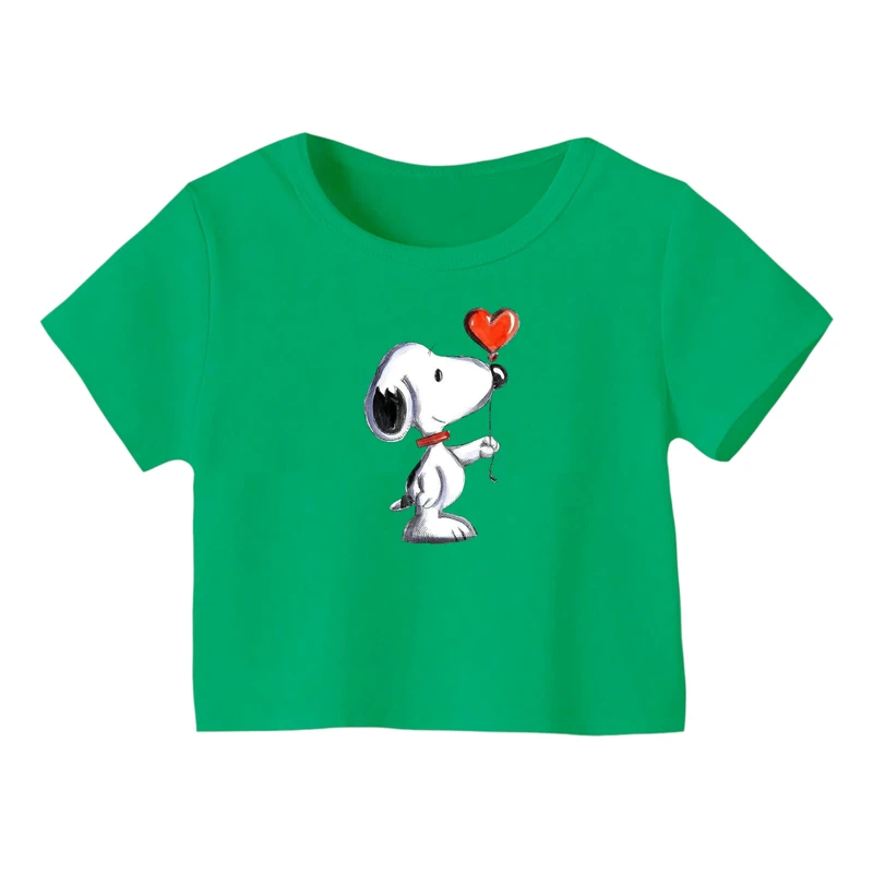 کراپ‌ تی‌شرت آستین کوتاه زنانه مدل اسنوپی کد 44