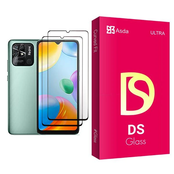 محافظ صفحه نمایش آسدا مدل DS Glass MIX002 مناسب برای گوشی موبایل شیائومی Redmi 10C بسته دو عددی