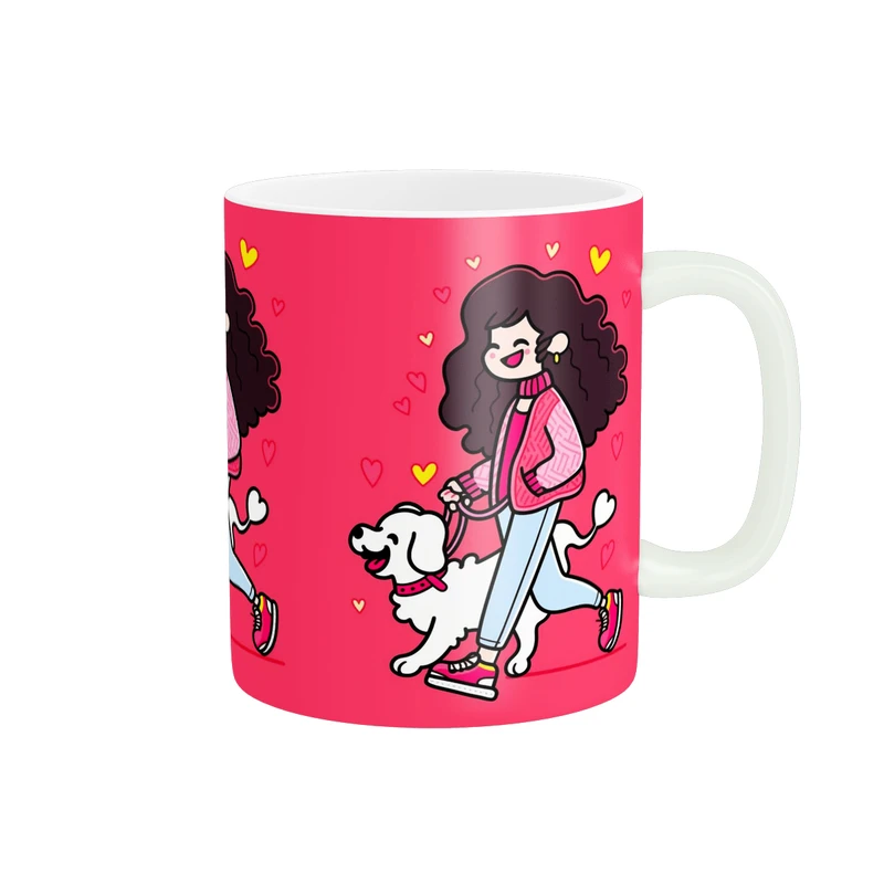 ماگ پاد آفرین مدل دخترانه طرح سگ کد PM5277