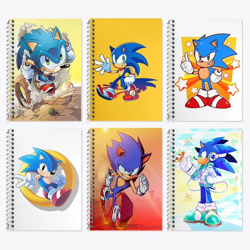 دفتر زبان 50 برگ خندالو مدل دو خط طرح سونیک (Sonic) کد 546 مجموعه 6 عددی