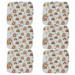 دستمال دست و صورت نوزاد بی بی بی مدل رنگین کمان 2 مجموعه 6 عددی