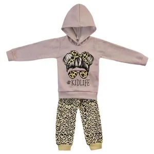 ست هودی و شلوار دخترانه مدل پلنگی کرکدار کد cc