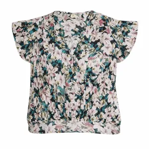 بلوز آستین کوتاه یقه باز زنانه مدل بهارنارنج 