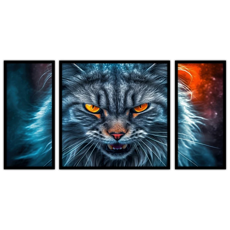 تابلو بکلیت طرح دکوراتیو حیوانات گربه مدل B-bu3128 مجموعه 3 عددی