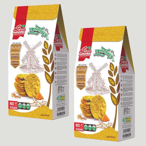 بیسکویت رژیمی بدون شکر با دانه چیا زردچوبه اورنگ - 200 گرم  بسته 2 عددی