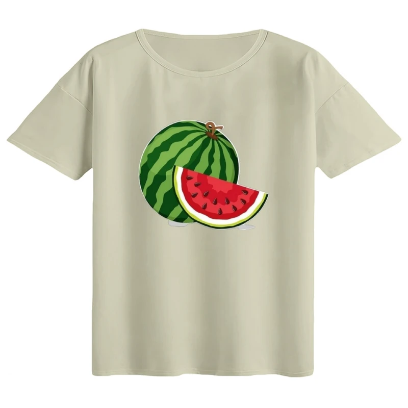 تی‌شرت اورسایز آستین کوتاه زنانه مدل باکسی طرح هندوانه یلدایی کد18