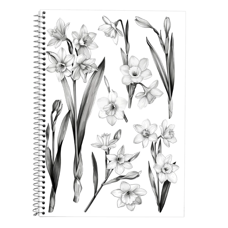 دفتر زبان 50 برگ مدوپد مدل سه خط طرح گل کد DF13862