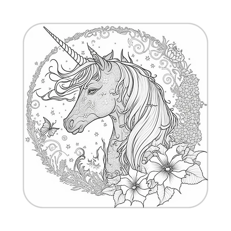 زیر لیوانی کاکتی طرح اسب تک شاخ و یونیکورن مدل mp30338