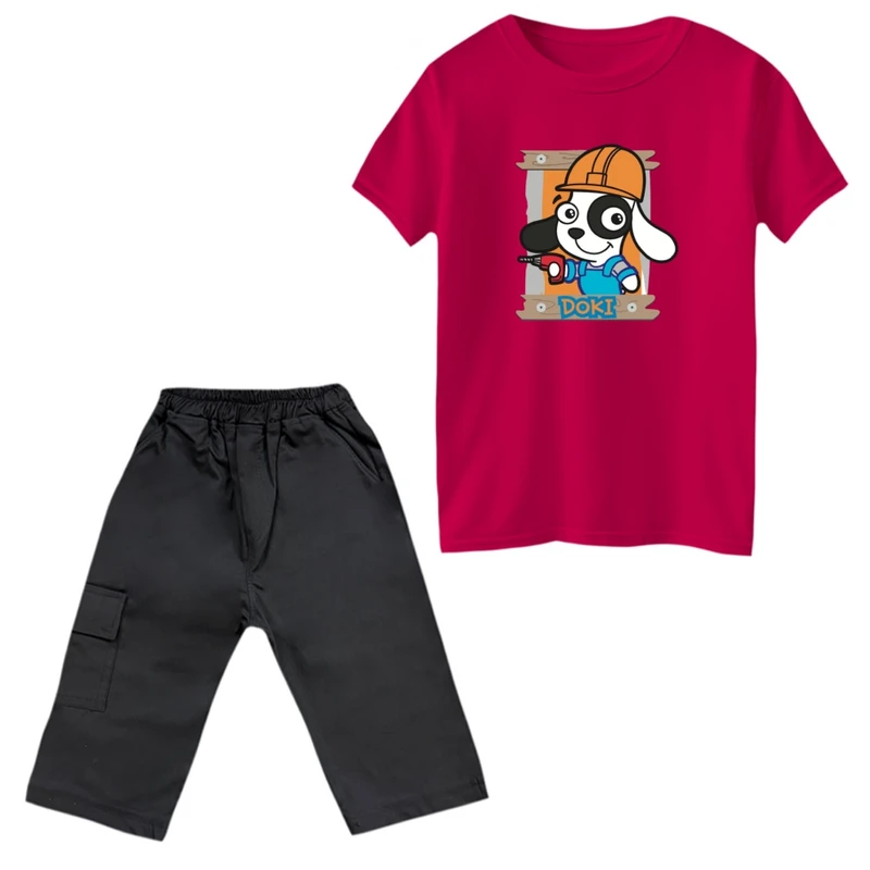 ست تی‌شرت و شلوارک پسرانه مدل سگ کد 1