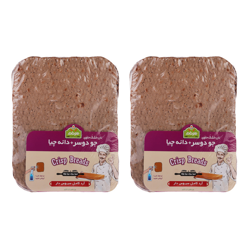 نان خشک حاوی جو دوسر و دانه چیا هم دانه - 300 گرم بسته 2 عددی