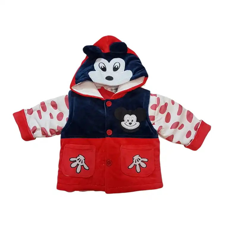 ست کاپشن و شلوار نوزادی طرح میکی موس مدل ASH409 رنگ قرمز