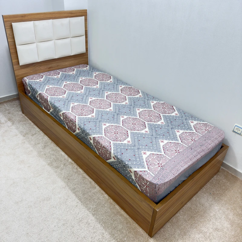 ملحفه ناتوسا مدل کشدار مقانک یک نفره سایز 120x200 سانتی متر