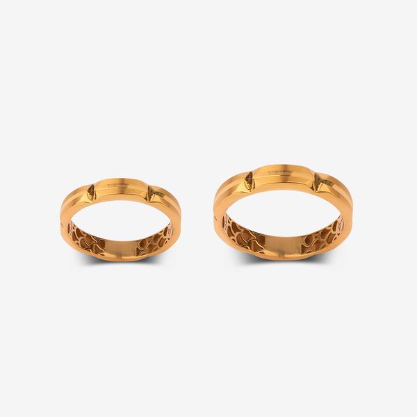 ست حلقه طلا 18 عیار زنانه و مردانه گلدم مدل R343013