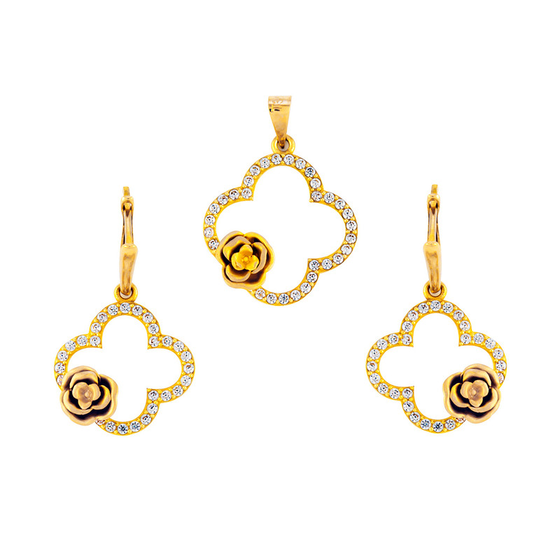 نیم ست طلا 18 عیار جواهری سون مدل 2205