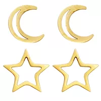 گوشواره زنانه طرح ماه و ستاره کد RKH_1515 مجموعه 2 عددی