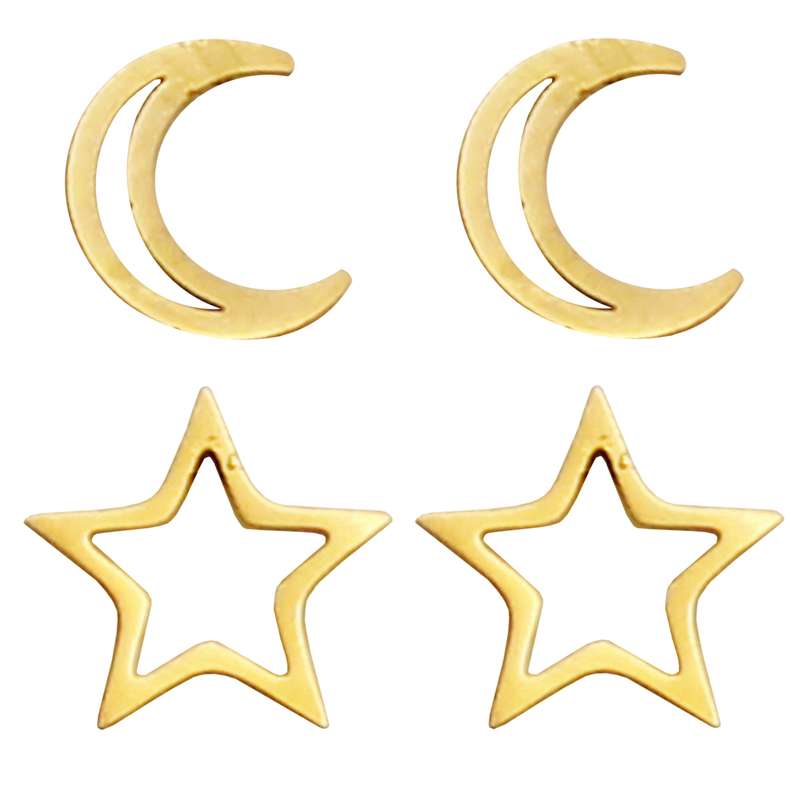 گوشواره زنانه طرح ماه و ستاره کد RKH_1515 مجموعه 2 عددی گوشواره زنانه طرح ماه و ستاره کد RKH_1515 مجموعه 2 عددی