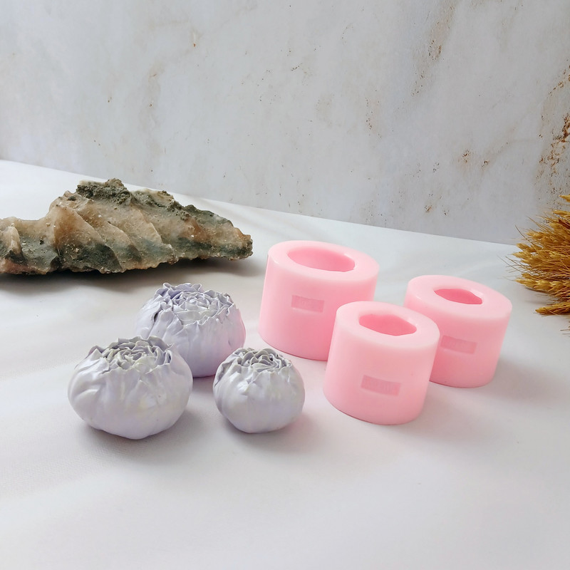 قالب شمع کوشا مدل رز پیونی مجموعه 3 تایی