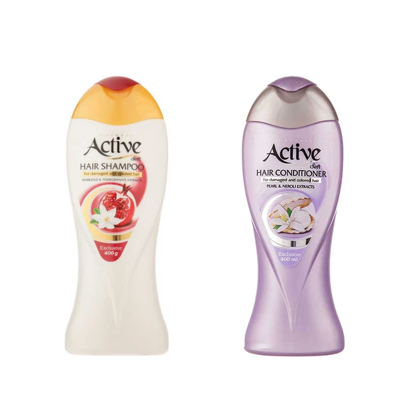 شامپو مو اکتیو مدل انار حجم 400 میلی لیتر  به همراه نرم کننده مو اکتیو مدل 01  حجم 400 میلی لیتر