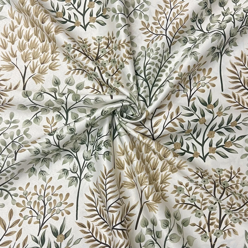 پارچه ملحفه عرض 2 متر نساجی اطلس
مدل ابریشم طرح شاخه و برگ کد 04 رنگ سبز روشن